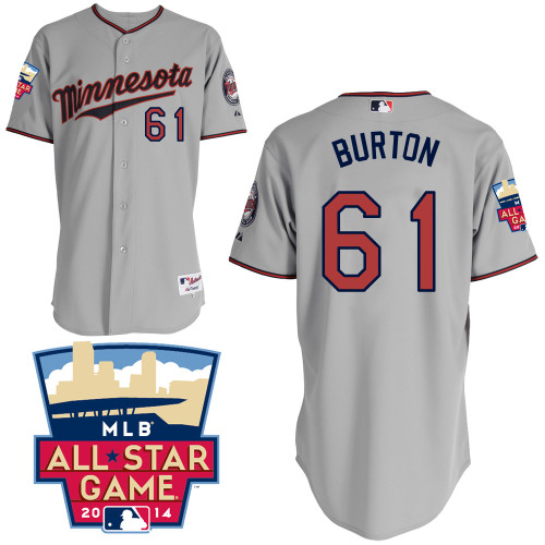 Jared Burton #61 MLB Jersey-Minnesota Twins Men's Authentic 2014 ALL Star Road Gray Cool Base Baseball Jersey